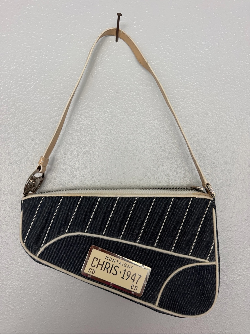Dior Cadillac Montaigne 1947 Saddle Shoulder Bag Denim